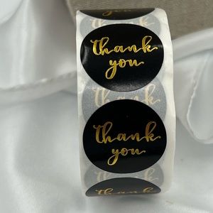 Thank you stickers set of 100 1 inch black and gold